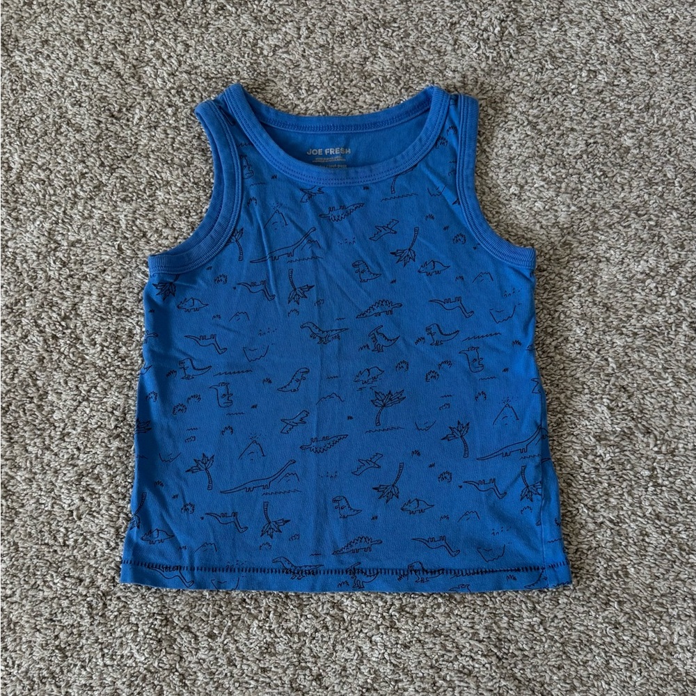 Joe Fresh blue dinosaur toddler boys muscle tee tank top size 3T
